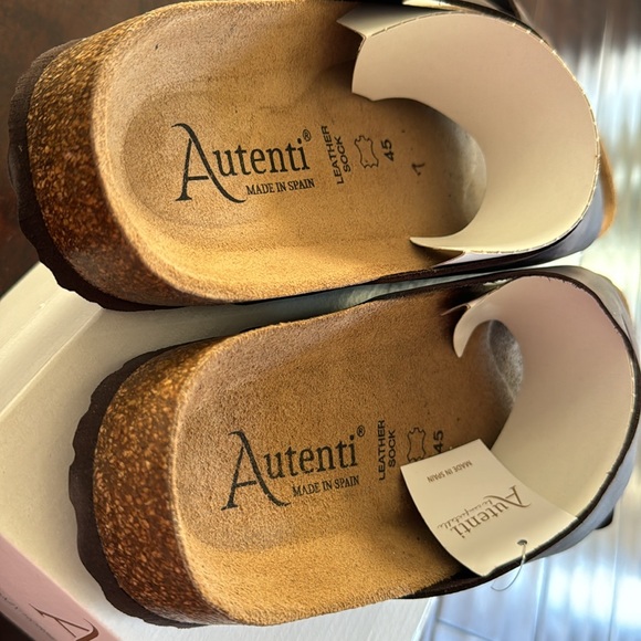 Autenti ‘Crazy Horse’ dark brown leather slides leather footbed NIB sz 12 SPAIN - Picture 3 of 5